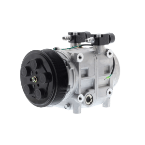 Compresor TM31 24V de la marca Valeo vista en ángulo lateral derecho